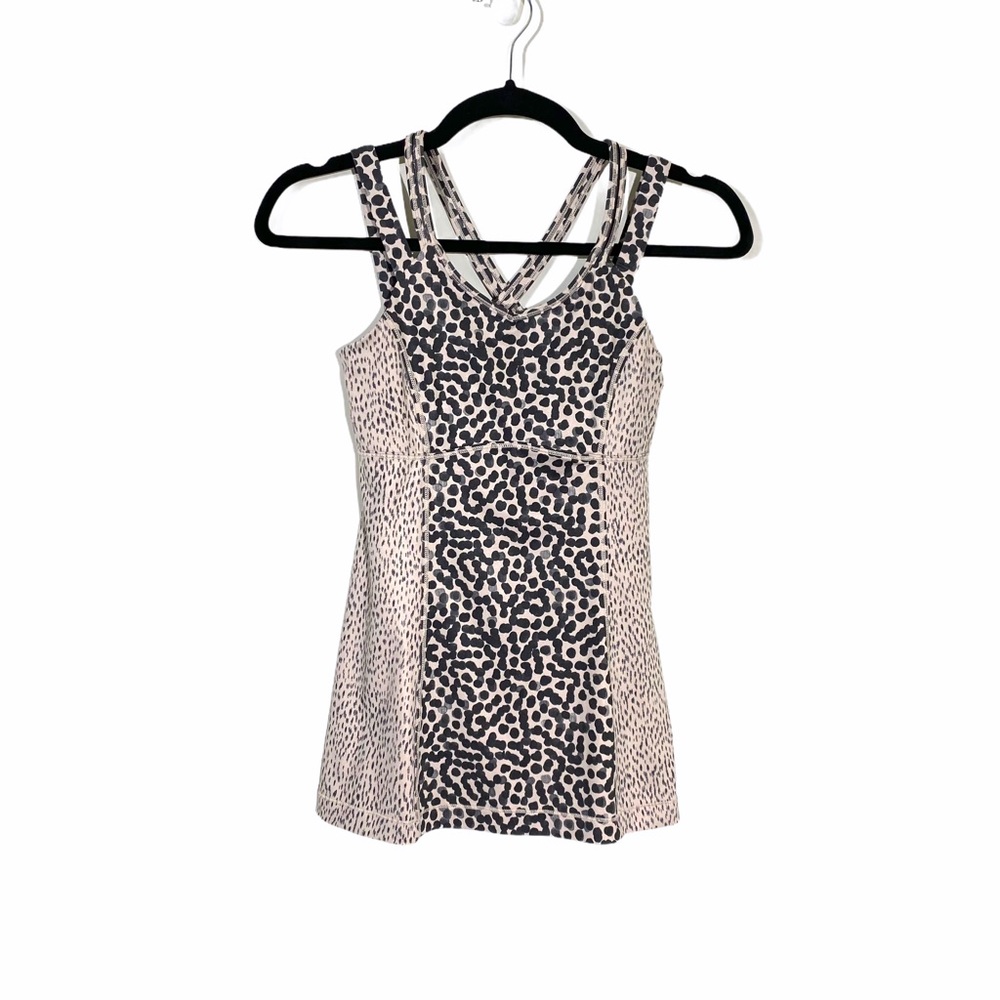 LULULEMON Tan Dot Bra Criss Cross Tank Top